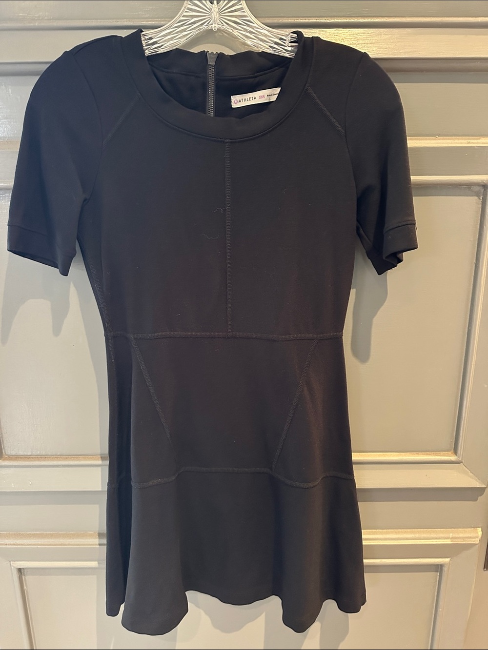 Athleta Black Short-Sleeve Fit & Flare Dress